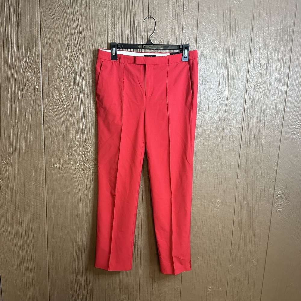 J Crew Womens Size 2 Red Wool Blend‎ Tollegno 1900 Trouser Pants Career Work